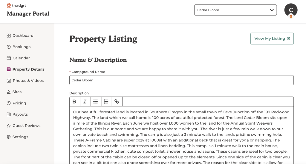 Update your property listing description 