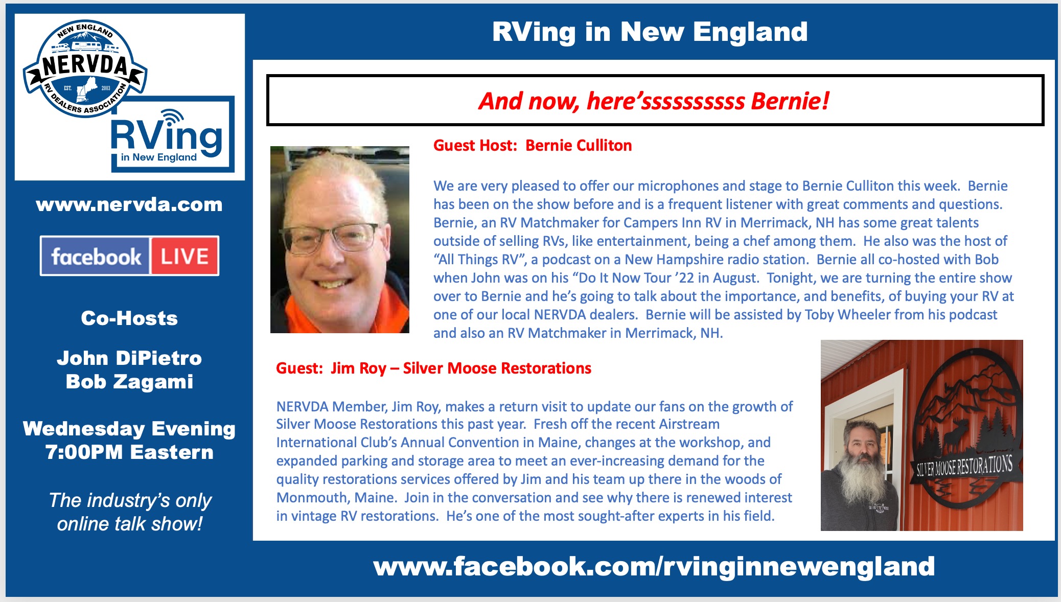 ‘RVing in New England’ Welcomes Guest Host Bernie Culliton