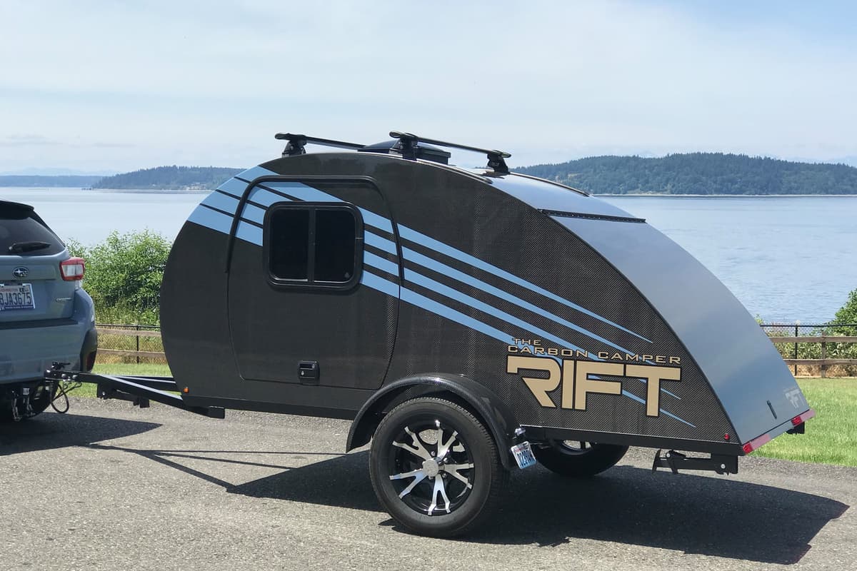 Ultralight Carbon Teardrop Camper Tows Via EV, Motorcycle