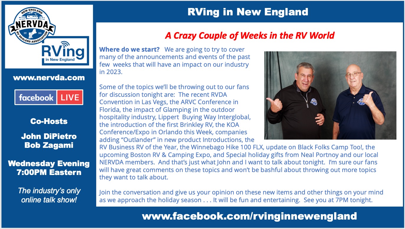 ‘RVing in New England’ Hosts to Discuss Current Events