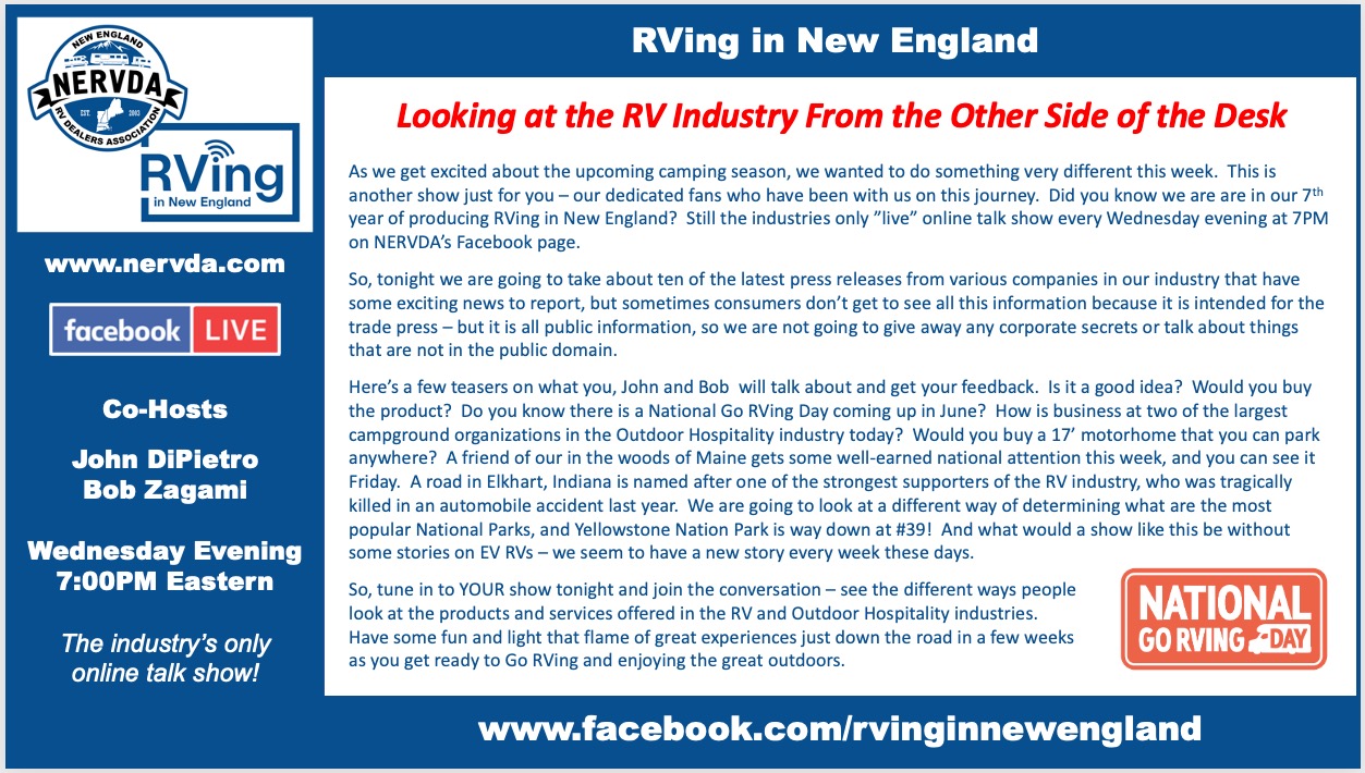 ‘RVing in New England’ to Feature Latest RV Industry News