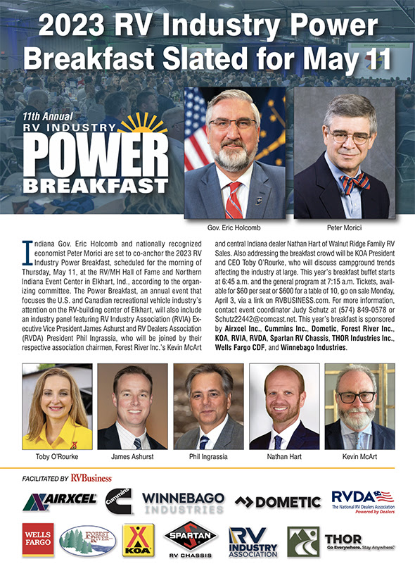 Ticket Sales Going Fast for 2023 RV Industry Power Breakfast