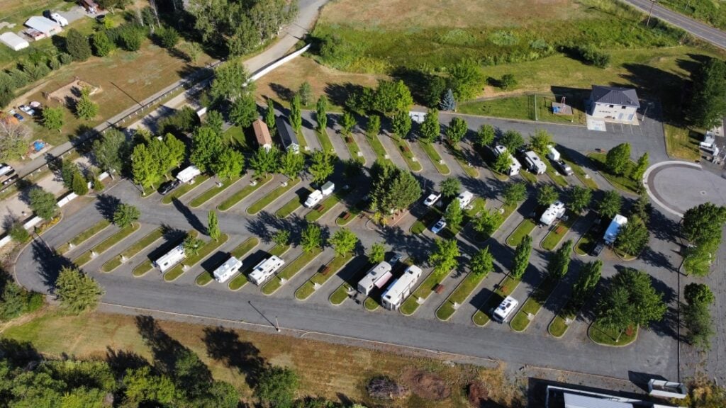 aerial view of cheap RV park