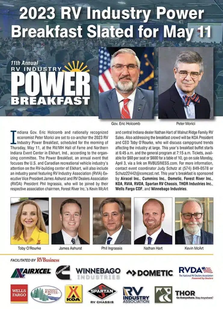 RV Industry Power Breakfast Available via Livestream