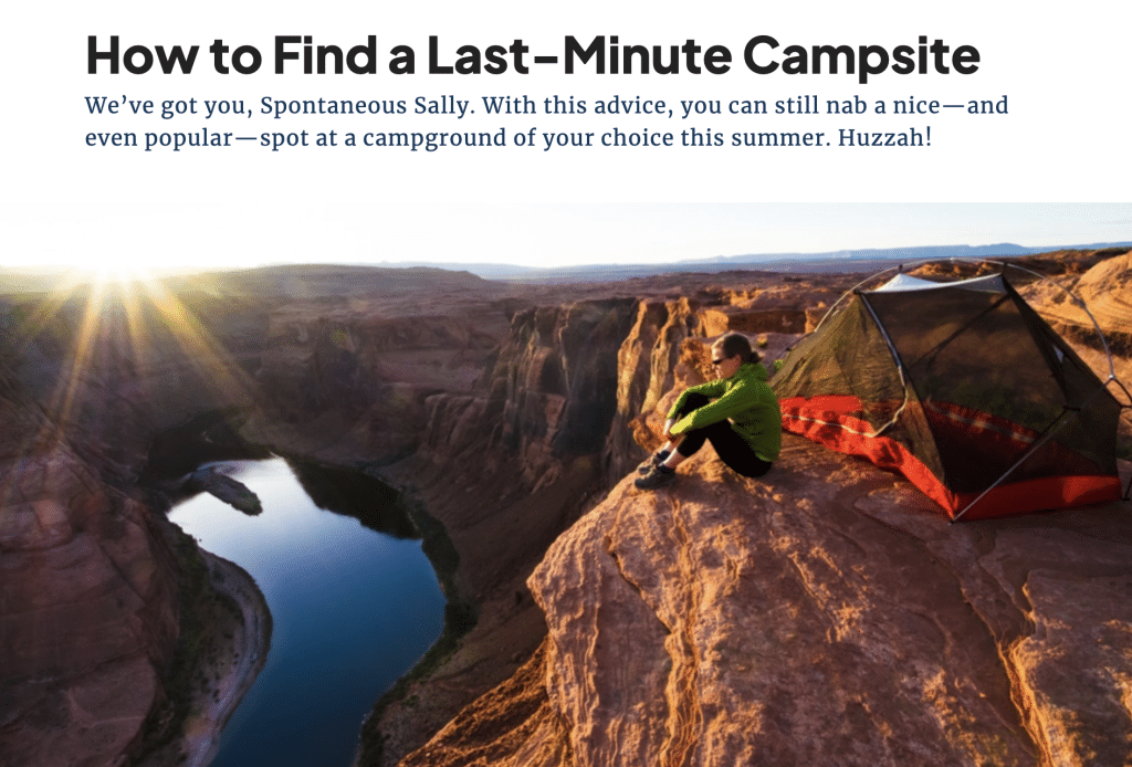 ‘Outside’ Magazine: How to Find a Last-Minute Campsite