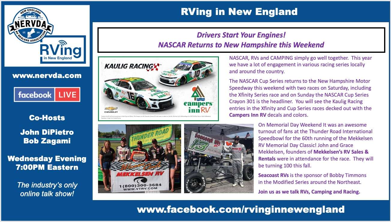 ‘RVing in New England’ Looks at NASCAR, RVs, Camping