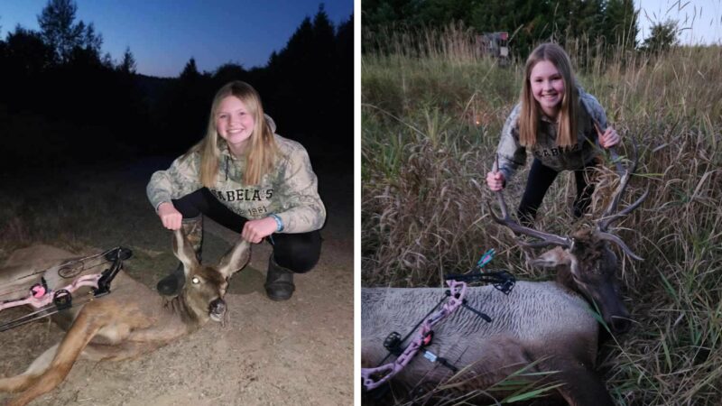 13-Year-Old Bowhunter Shoots a Bull Elk and a Whitetail on the Same Evening