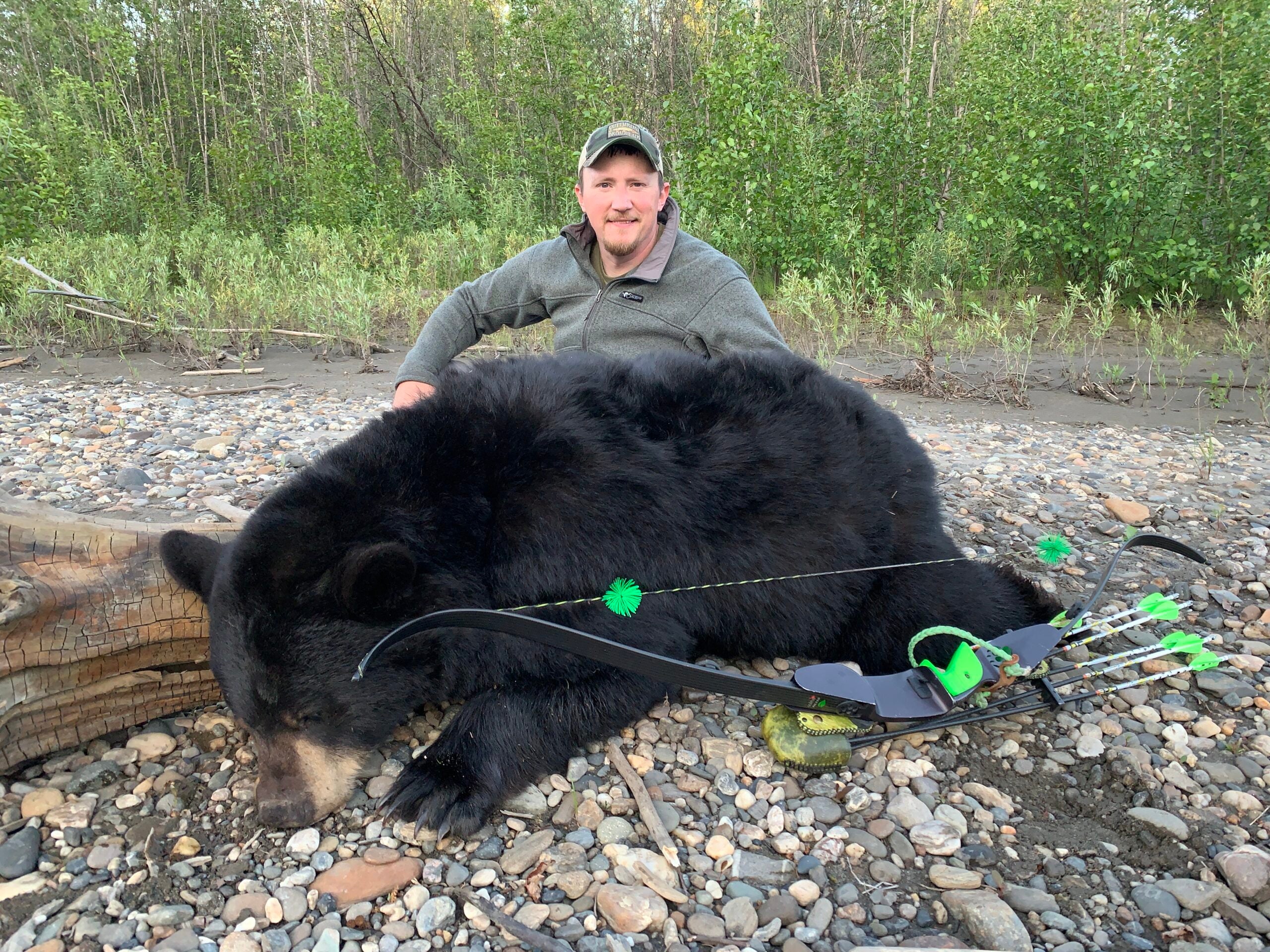 Black bear taken with single bevel broadhead