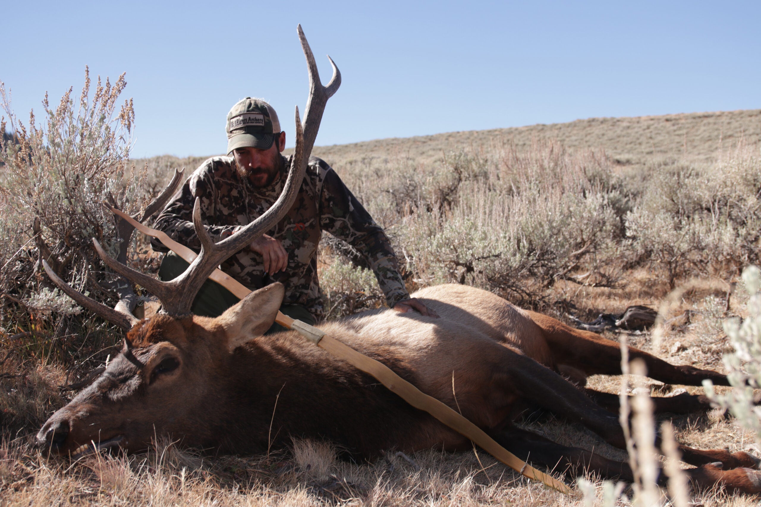 Hunter, elk, and selfbow