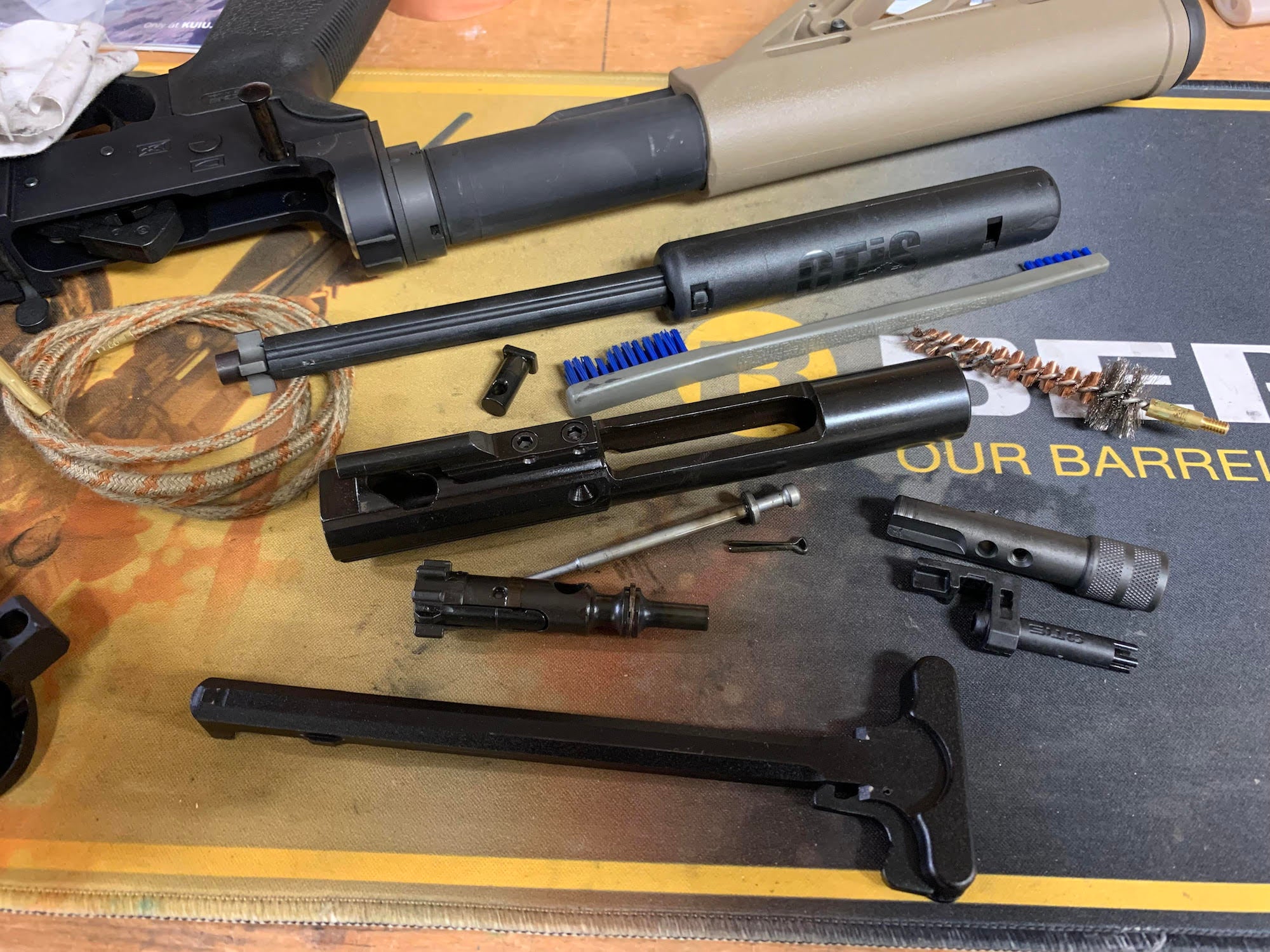 A set of gun cleaning tools