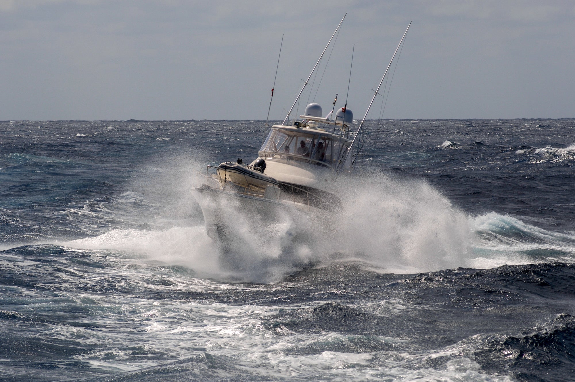 A fishing boat rescued five stranded anglers.