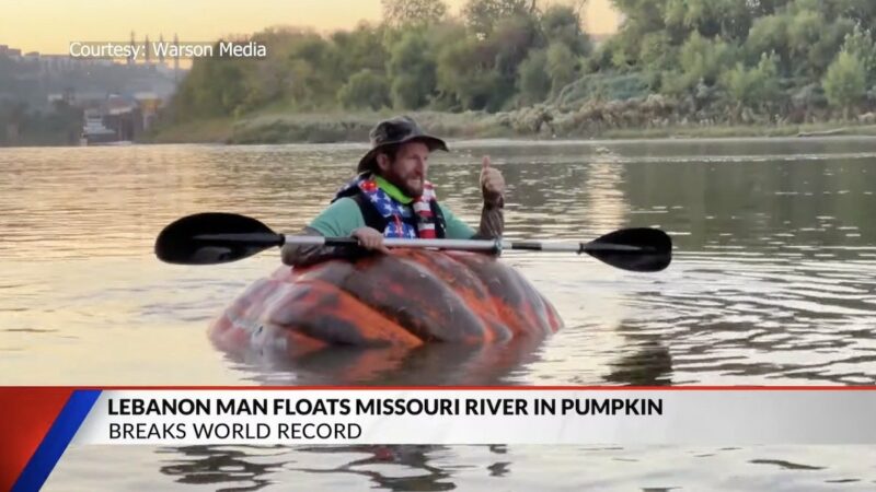 Adventurous Man Breaks Record for Longest River Raft in a Pumpkin