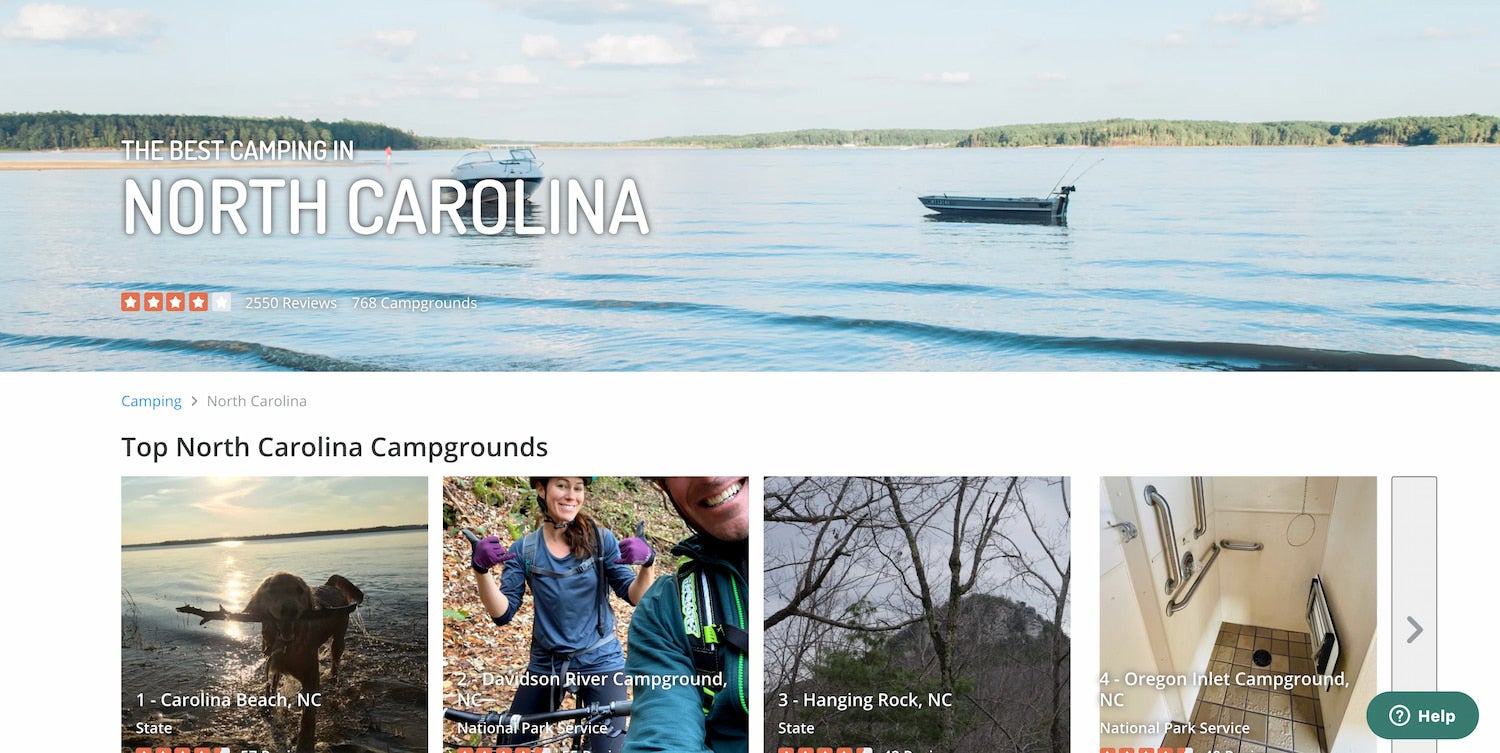 the dyrt's north carolina camping page