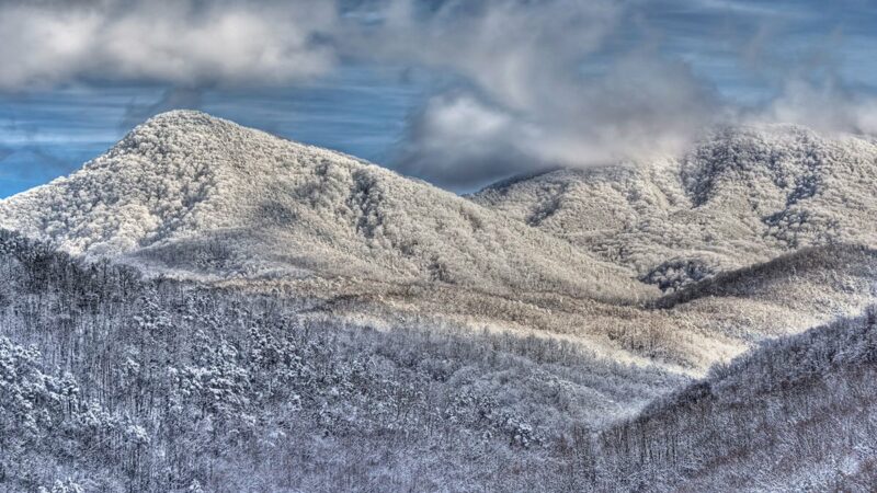 The First Snow of the Season has Fallen on Mt. LeConte in Great Smoky Mountain National Park