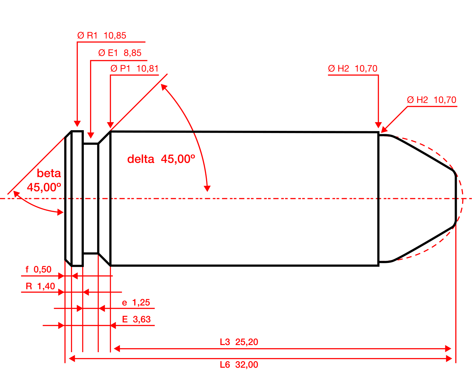 10mm auto cartridge drawing