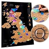 Scratch Off Map UK | A2 Poster + Accessories Kit & Travel Poster Tube. Campervan Accessories UK Map...
