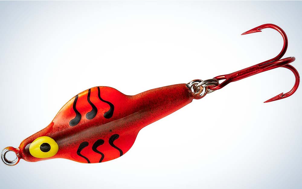 A red best ice fishing lure for panfish