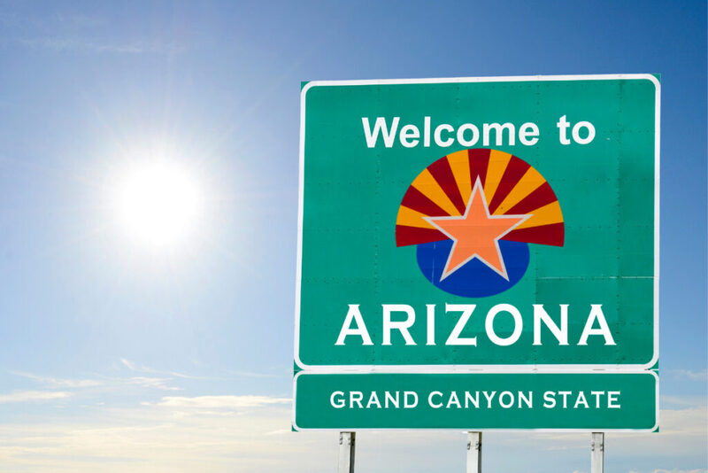 Welcome to Arizona road sign - full-time RVing