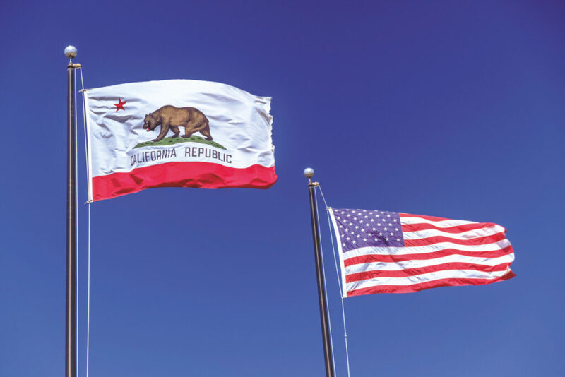 California Republic flag along side an American flag