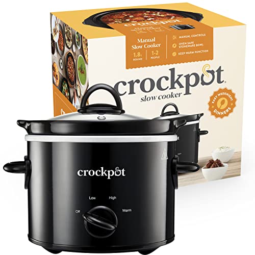 Crockpot Slow Cooker | Removable Easy-Clean Ceramic Bowl | 1.8 L Small Slow Cooker (Serves 1-2...