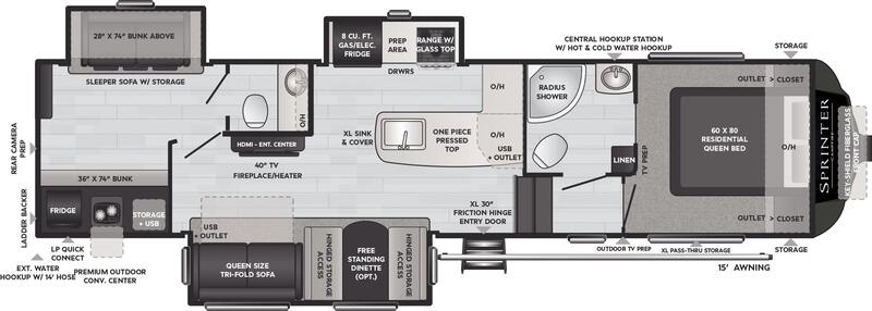 Best Keystone Campfire 5th Wheel Floor Plan - used 5th wheels with 2 bedrooms