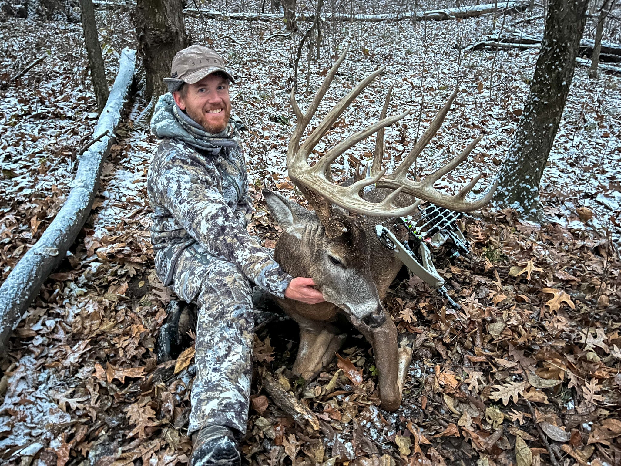 J.D. Vandenburg smiles after a hunt for this giant Iowa buck.