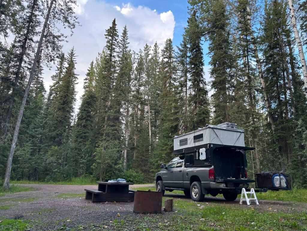 Camping after downsizing from a fifth wheel to a Project M pop-up truck camper (Image: @LiveWorkDream)