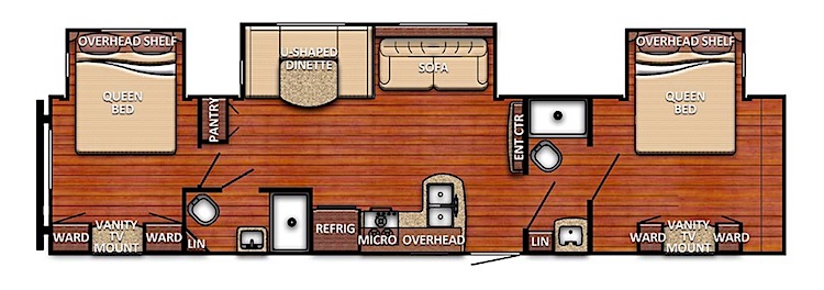 Gulfstream Conquest 33DBDB Floorplan - Travel Trailers with 2 Bedrooms