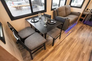 The free-standing dinette adds a nice residential touch.