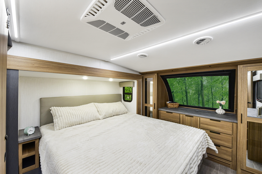 Heartland RV's 2024 Corterra 3.7 fifth wheel travel trailer master bedroom