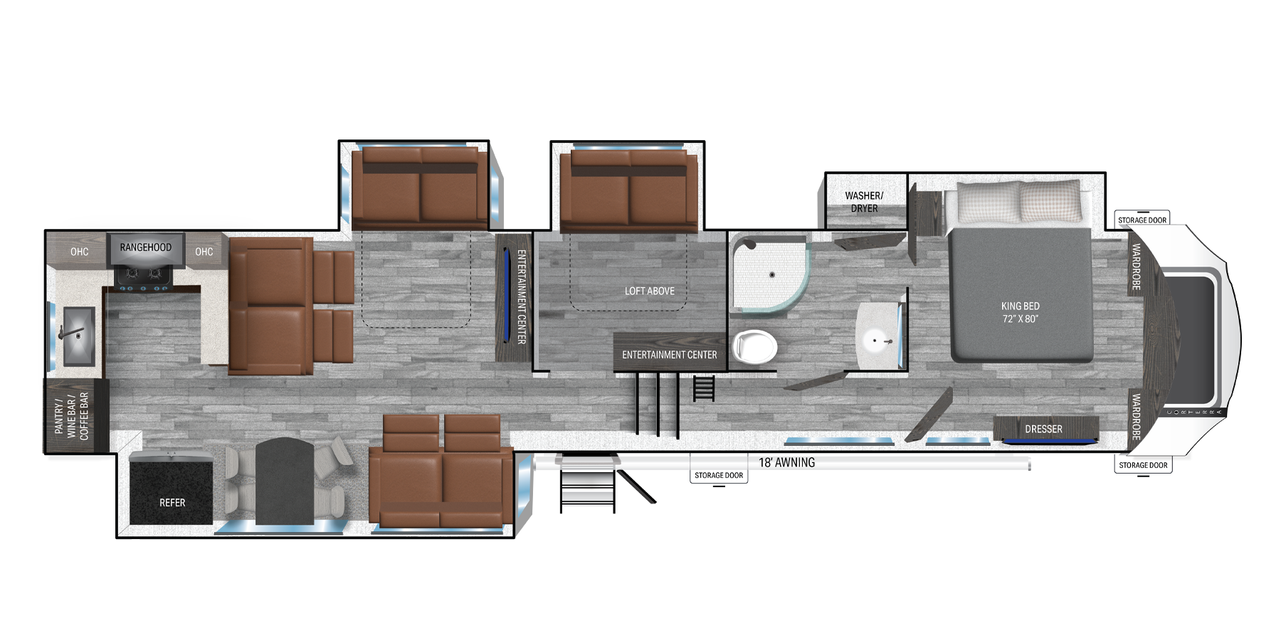 Heartland RV Corterra 3.7 fifth wheel travel trailer - floorplan