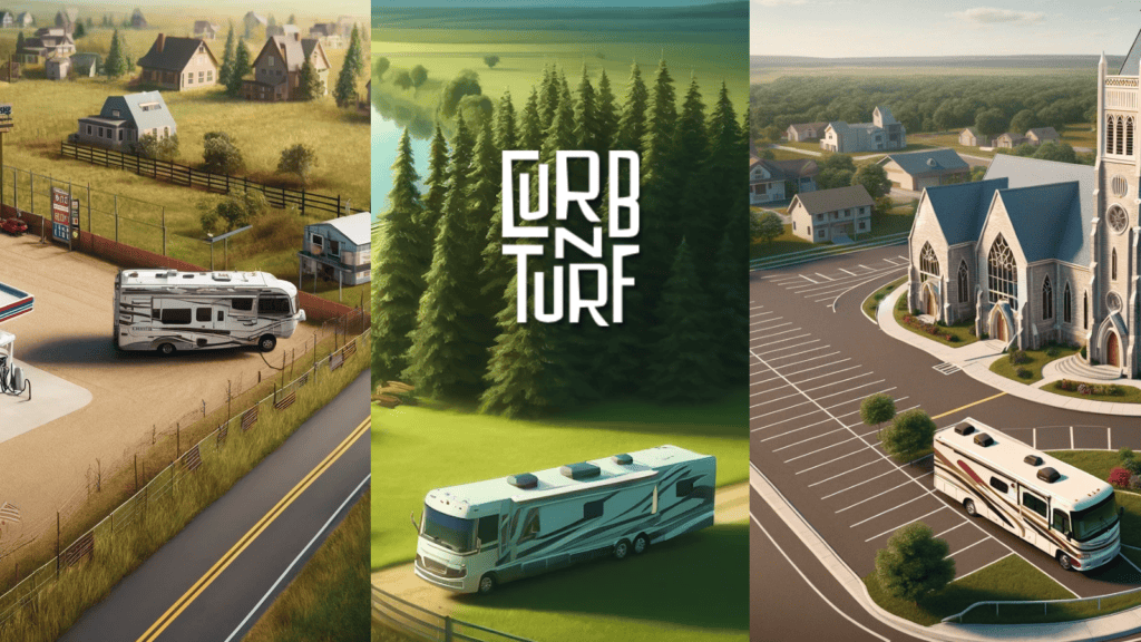 Collage of various CurbNTurf RV host locations.