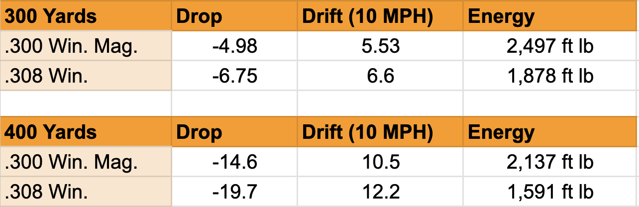 .308 vs .300 Win. Mag