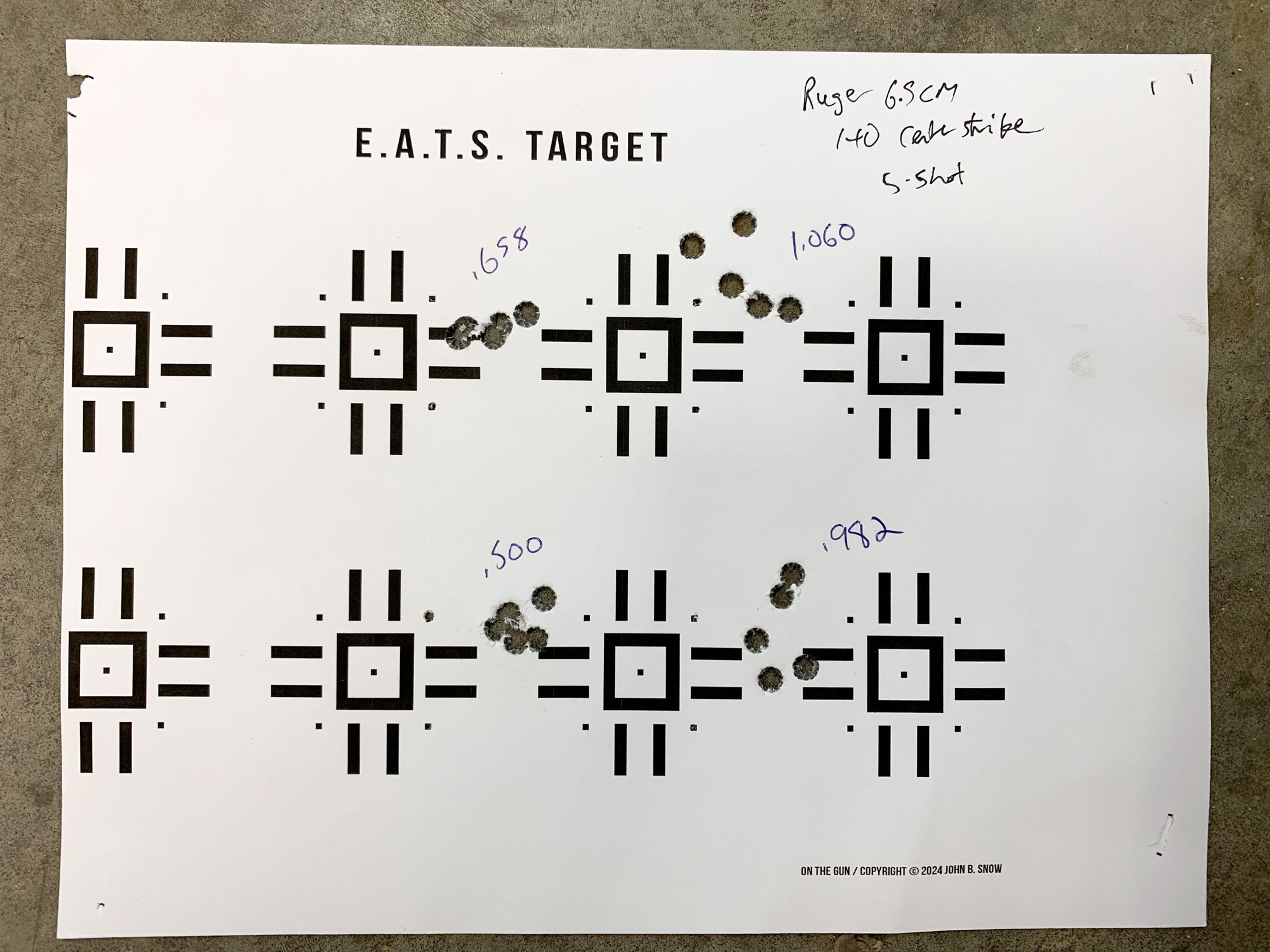5-shot groups on target