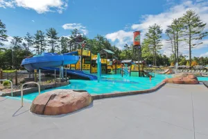 Jellystone Park Camp-Resorts continue to add attractions. The Carver, Massachusetts, location thrills guests with a multilevel play structure that features water slides, water blasters, and a giant bucket that periodically dumps 750 gallons of water on anyone standing under it.