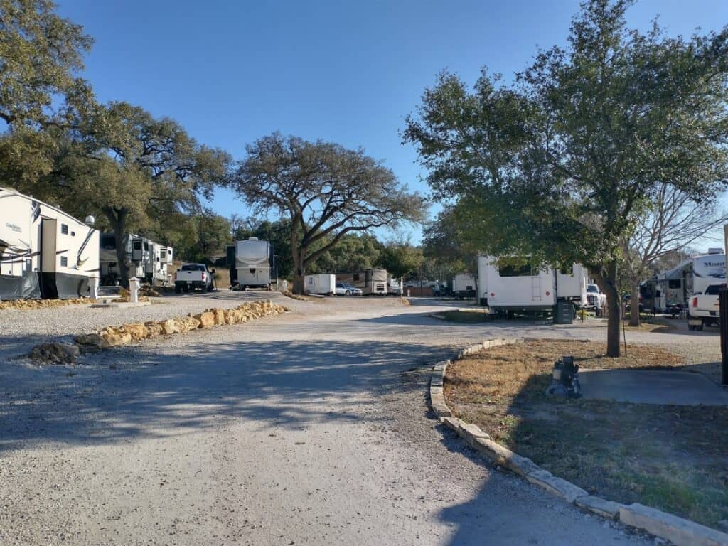 RV sites at Spring Branch RV Park, one of our top budget campgrounds.