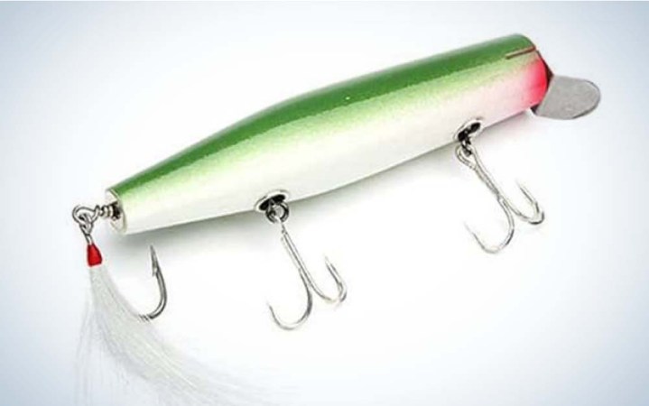  A green and white bess striped bass lure