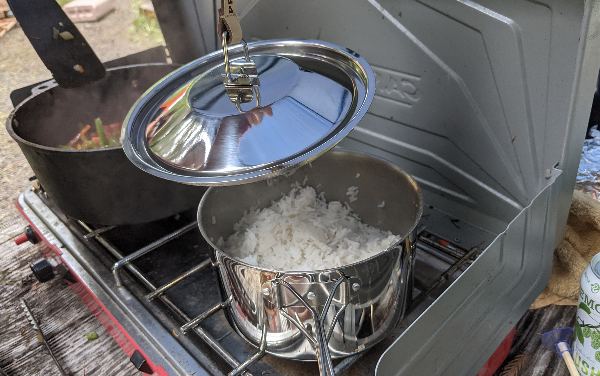 cooking rice in the Primus Campfire Cookset