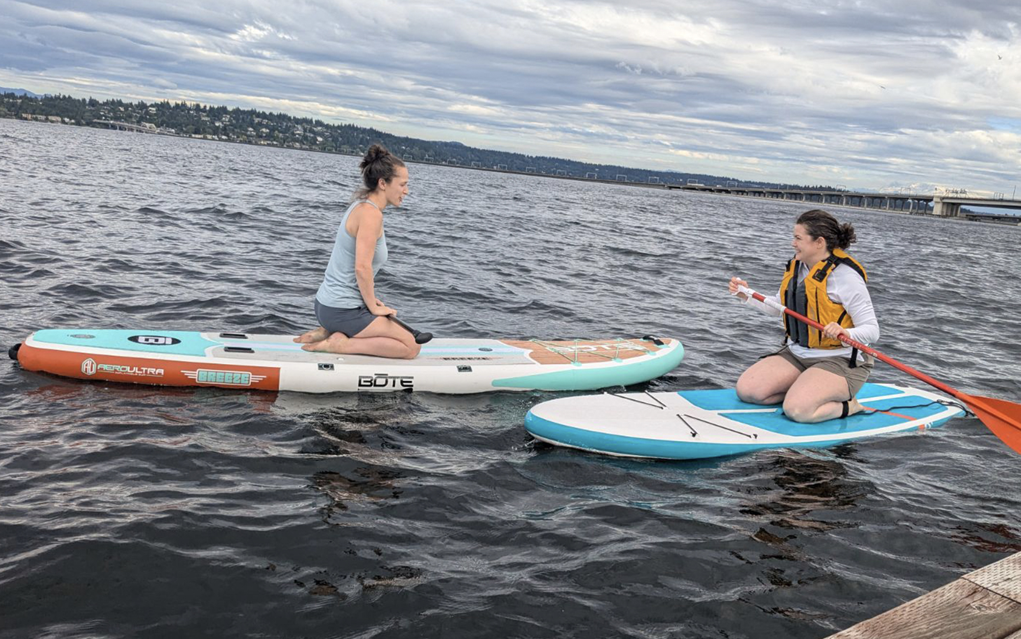 Testing two paddleboards on Lake Washington