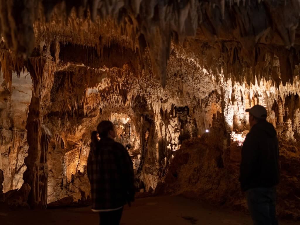 RVers walk through the caverns at Endless Caverns