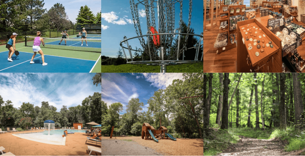 various outdoor activities available at the campground are shown.