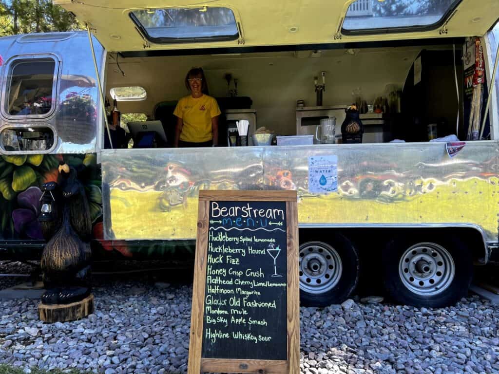 A woman works at the Bearstream Bar.