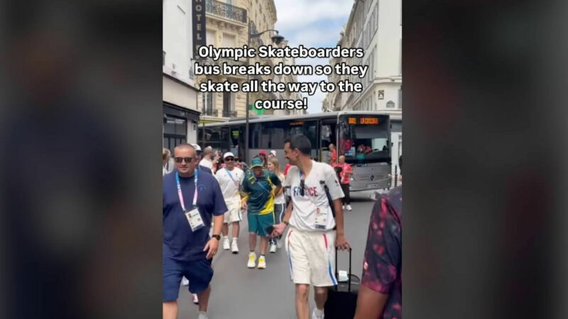 Olympic Skateboarders Do What They Do Best After Their Bus Crashes in Paris