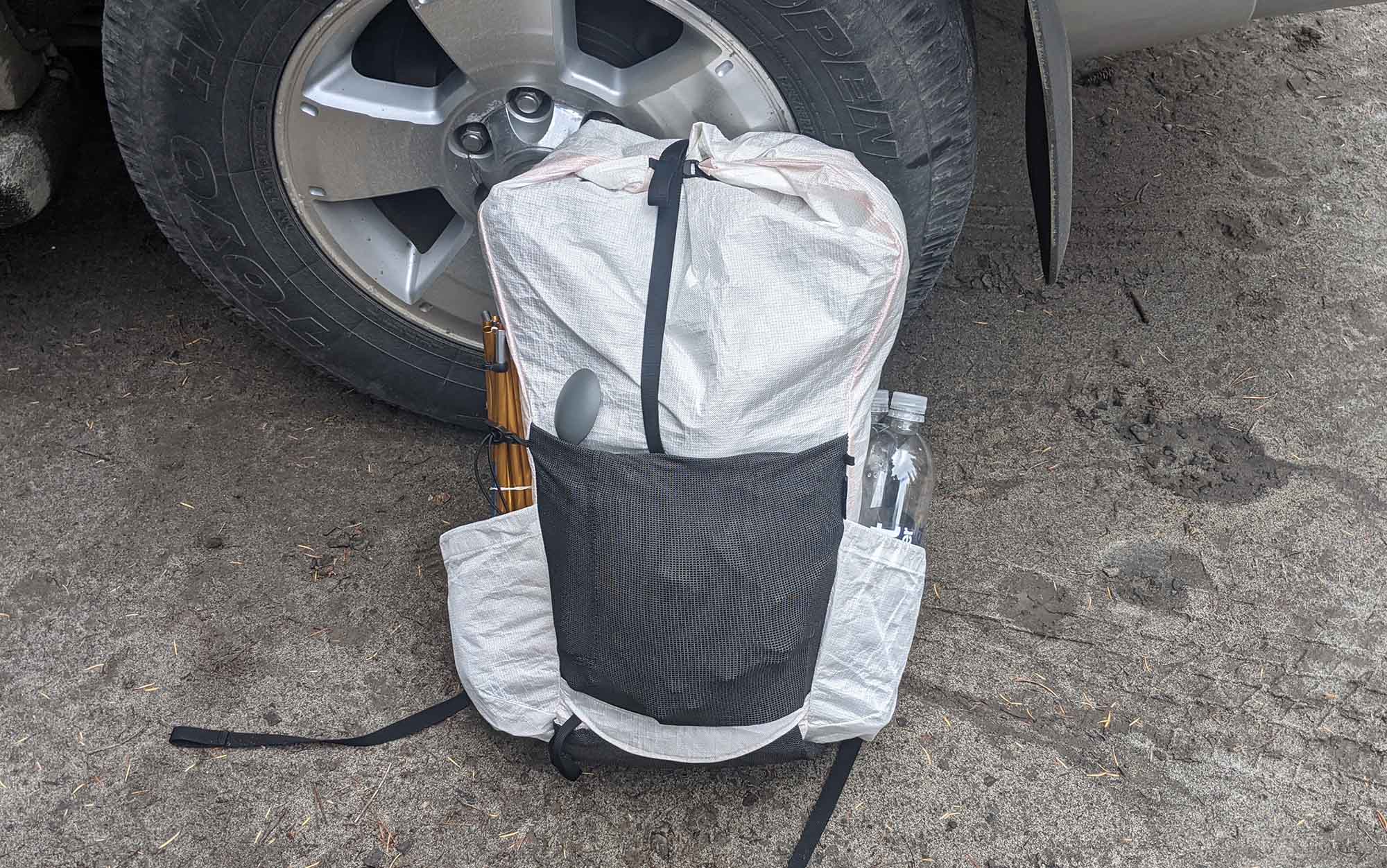 fully packed ultralight backpack