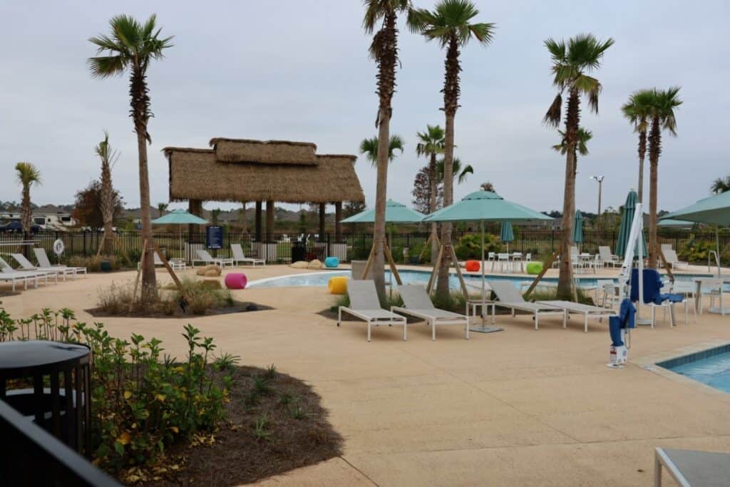 The pool area at Tropic Hideaway, which is 360 miles from Red Bay.