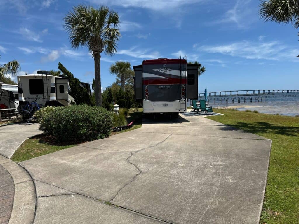 Seaside RV site at Santa Rosa RV Resort.