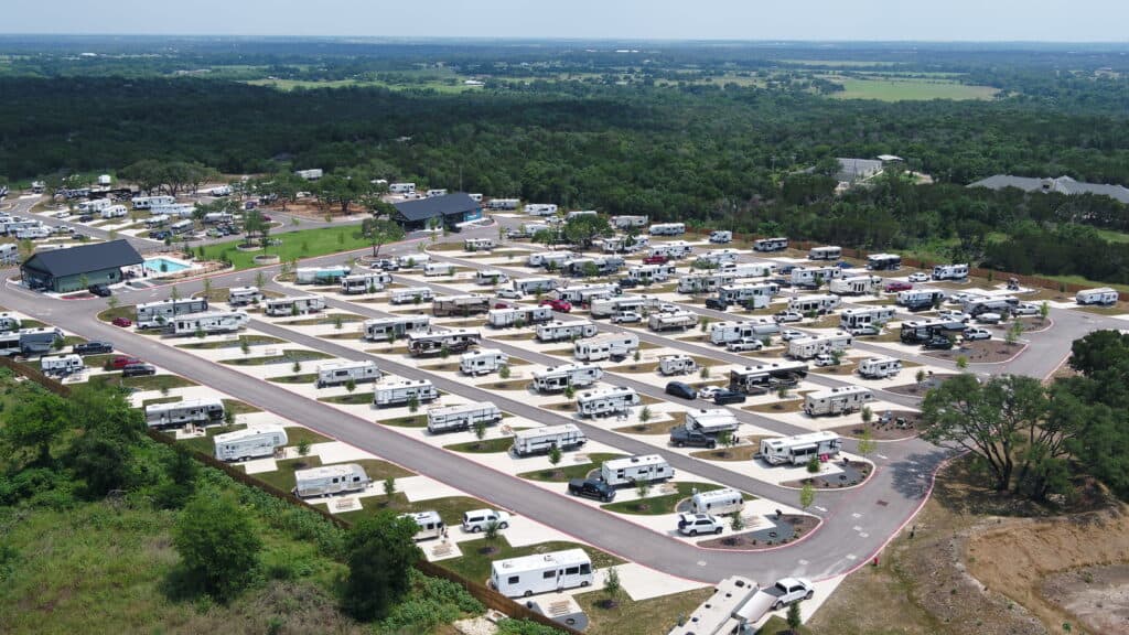 Aerial view of full Texas Campground.