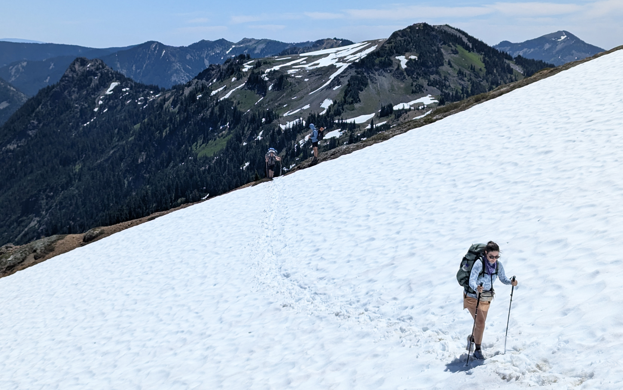 Thess traverses snowfield.