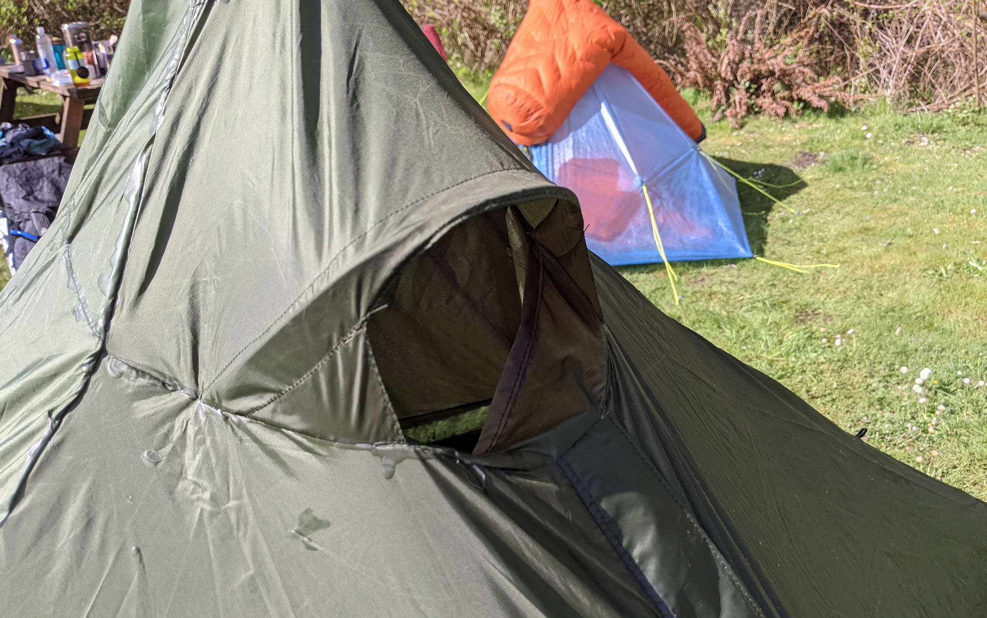 The vent on the Six Moons Lunar Solo would help manage typical condensation levels, but I was not impressed that there were blobs on the tent fabric from the seam sealing.