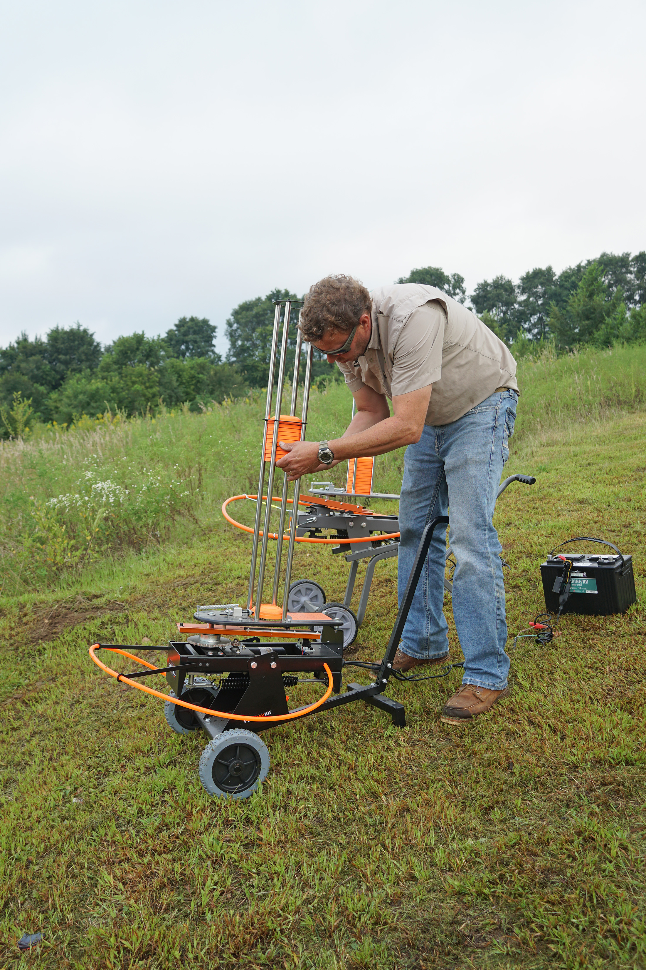 testing clay pigeon throwers